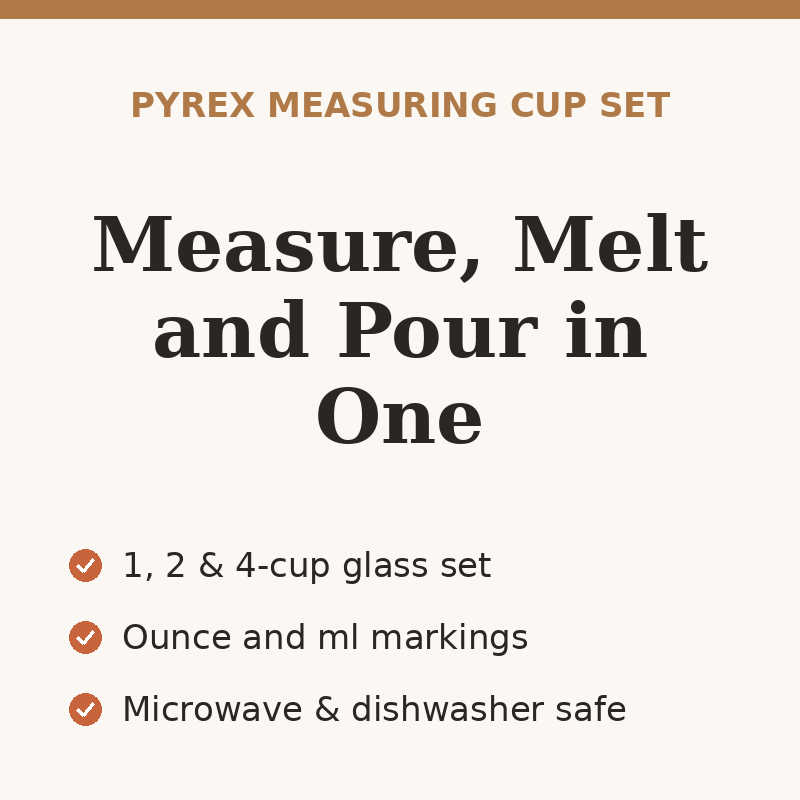 Pyrex Essentials 3-Piece Glass Measuring Cup Set