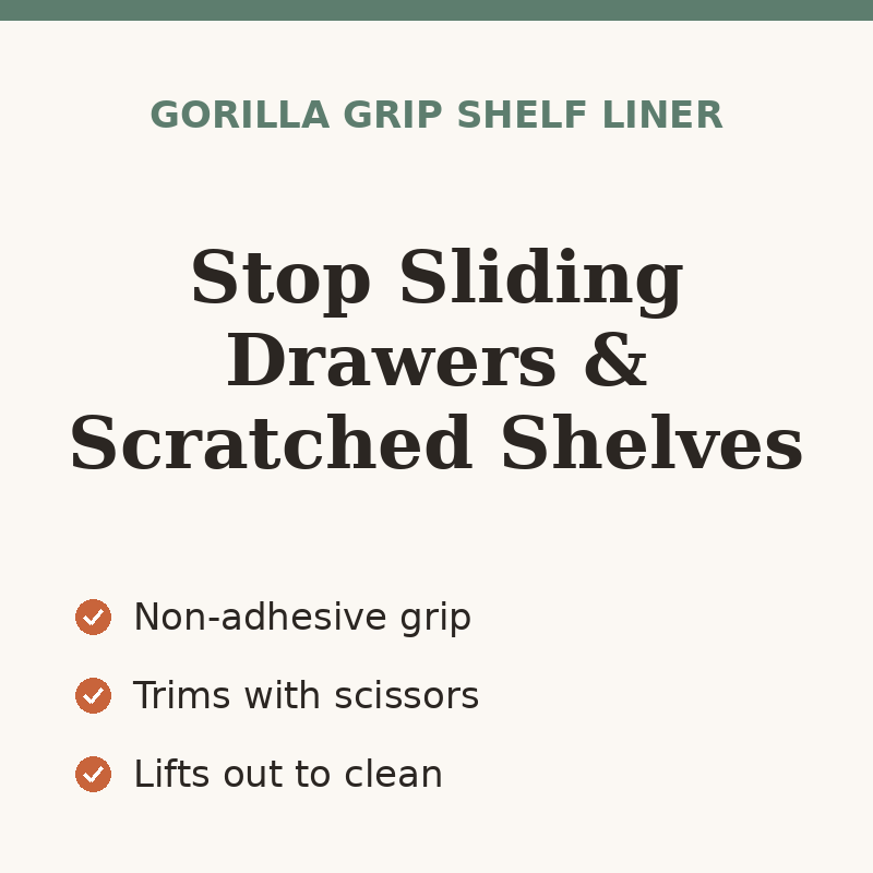Gorilla Grip PowerGrip Drawer and Shelf Liner, 12" x 10'