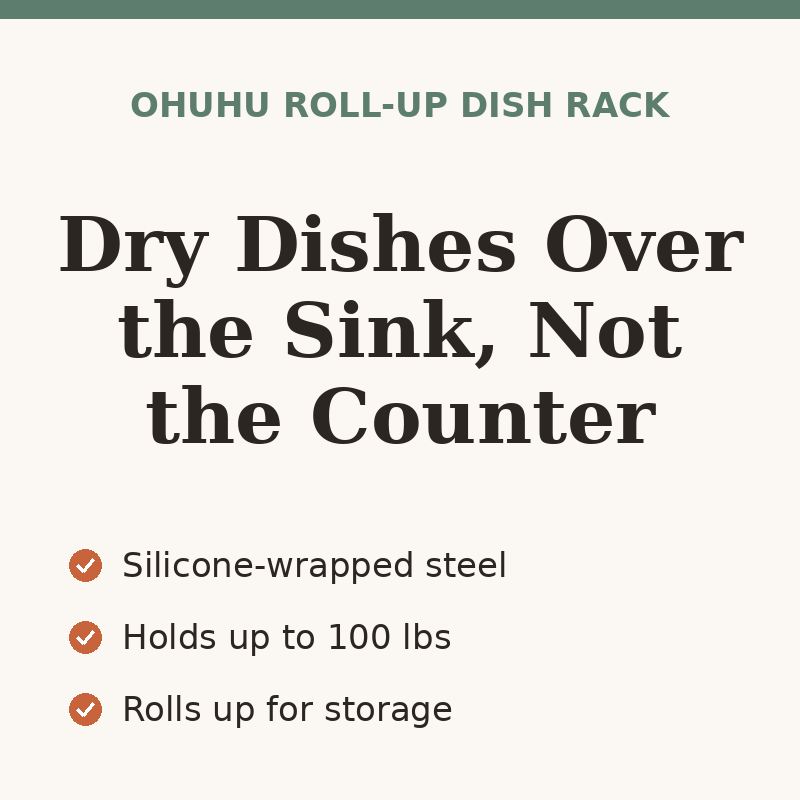 Ohuhu Roll-Up Over-the-Sink Dish Drying Rack, 17.6" x 15.4"
