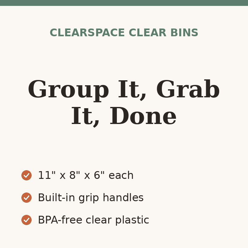 ClearSpace Clear Plastic Storage Bins, 4-Pack