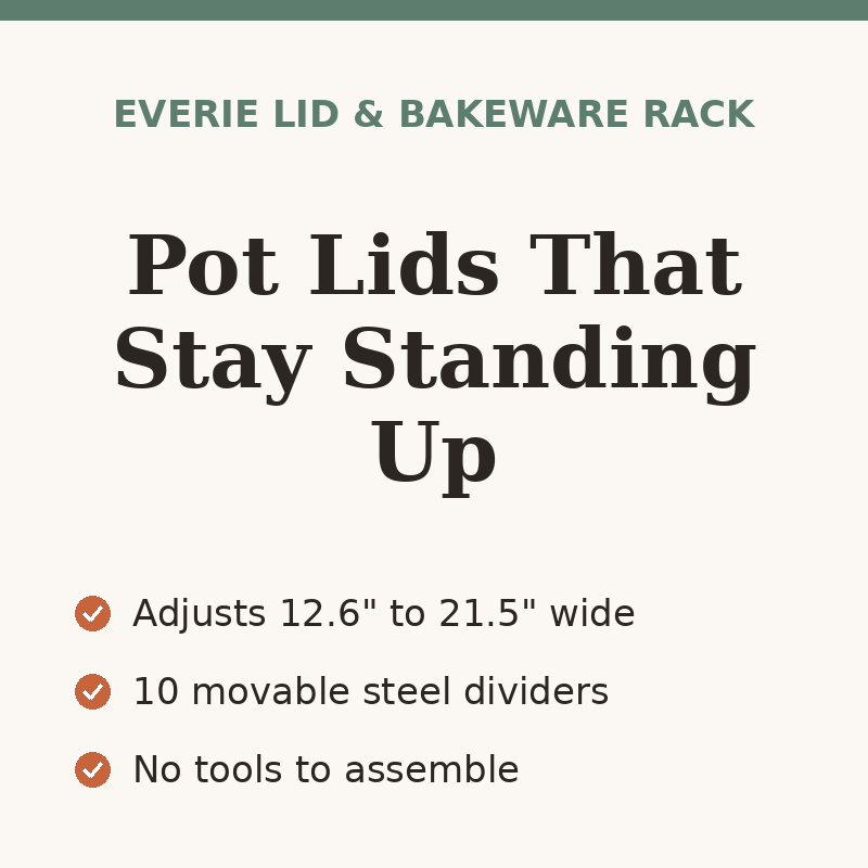 EVERIE Adjustable Pot Lid and Bakeware Organizer