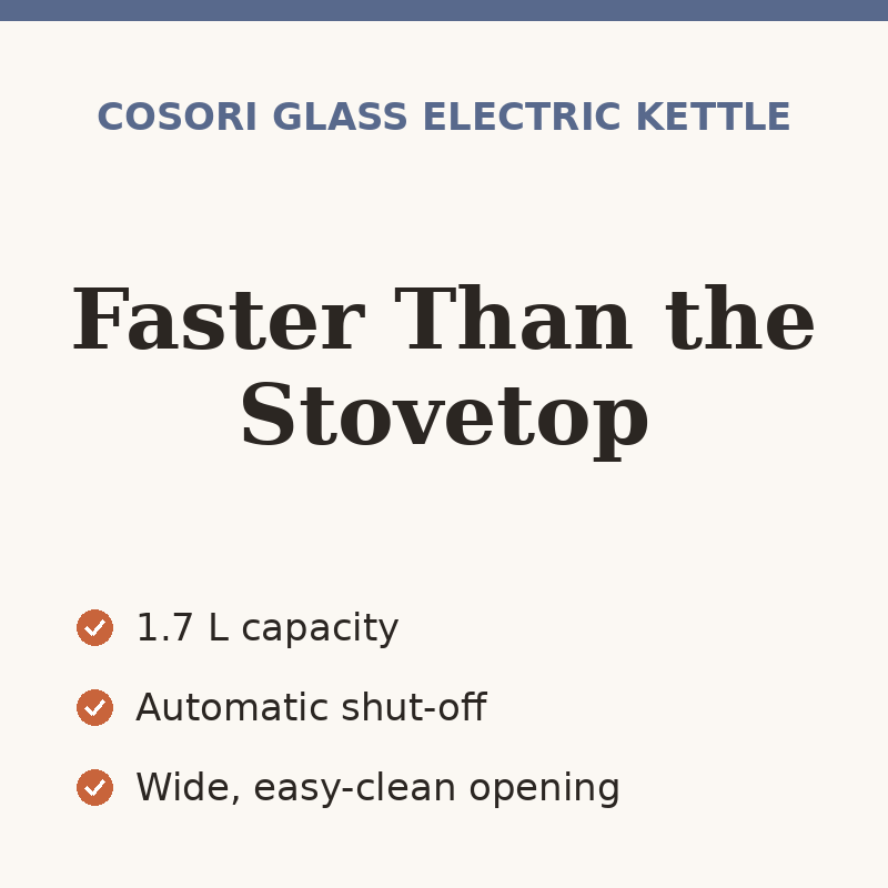 Cosori Glass Electric Kettle, 1.7L