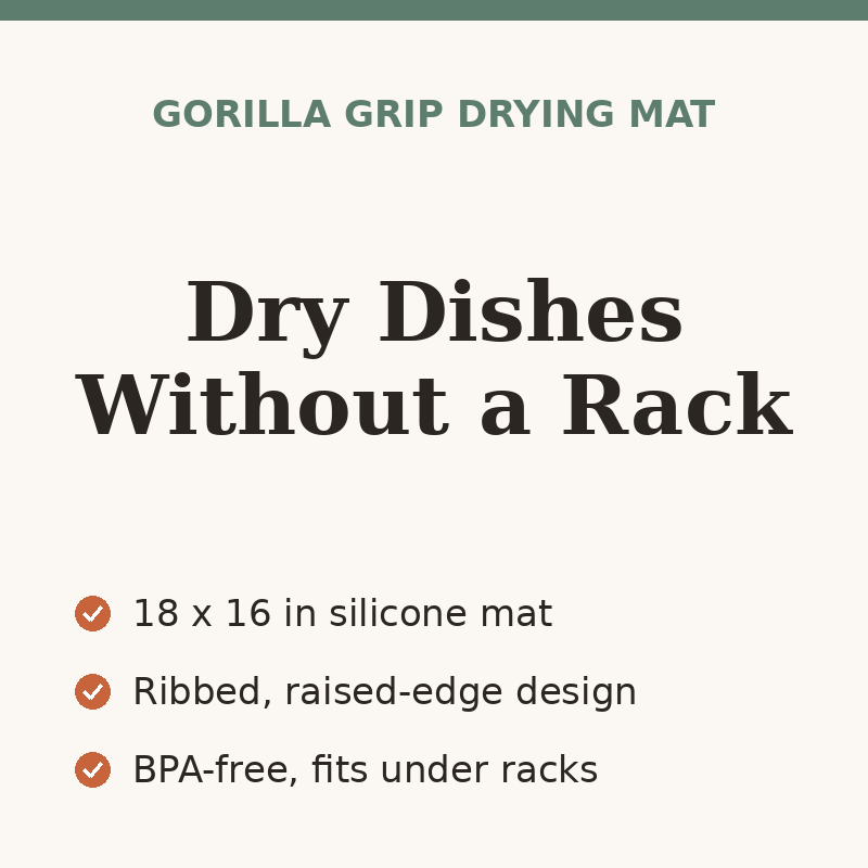 Gorilla Grip Silicone Dish Drying Mat, 18 x 16 Inch