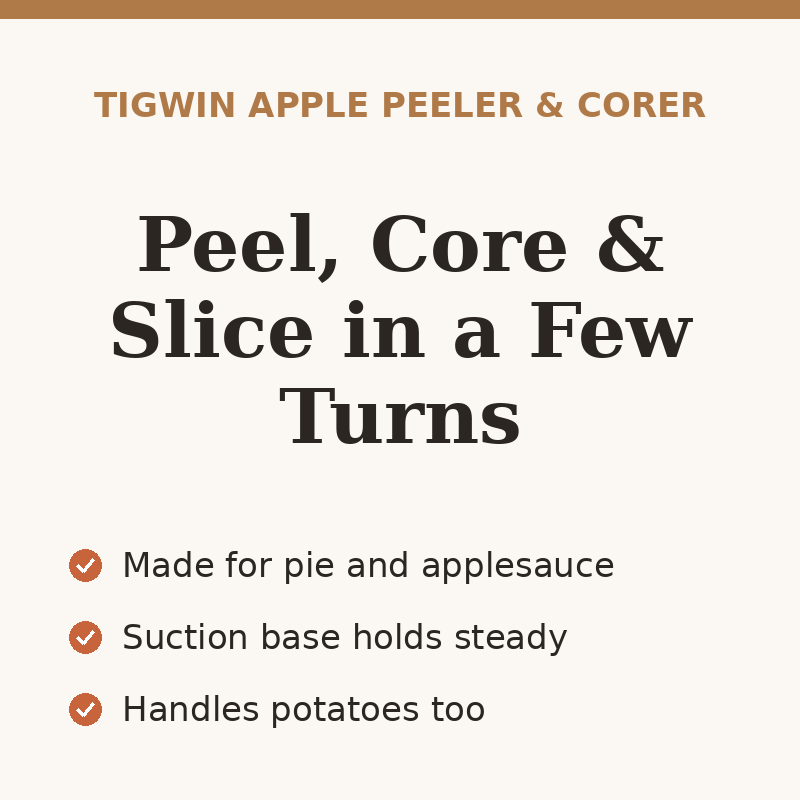 Tigwin Apple Peeler, Corer and Slicer with Suction Base