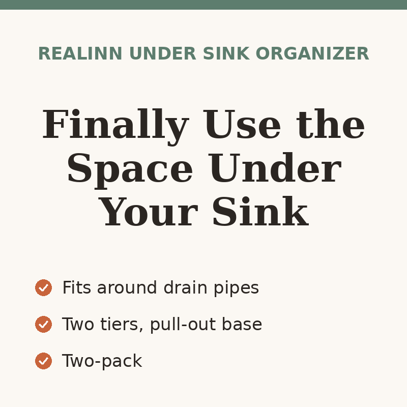REALINN L-Shaped 2-Tier Pull-Out Under Sink Organizer, 2-Pack