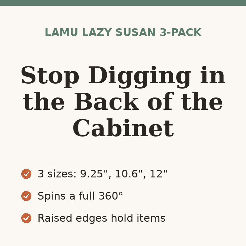 LAMU 3-Pack Lazy Susan Turntable Organizers