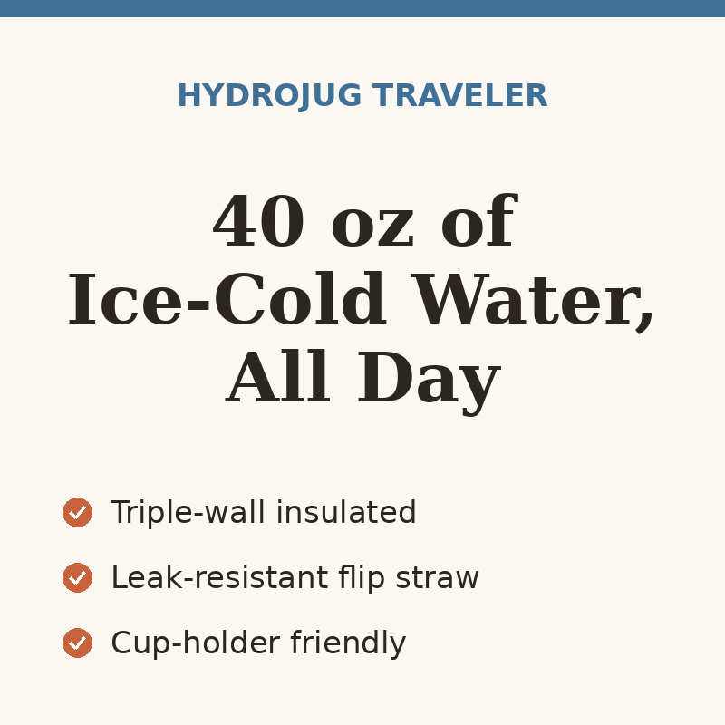 HydroJug Traveler Insulated Bottle, 40 oz