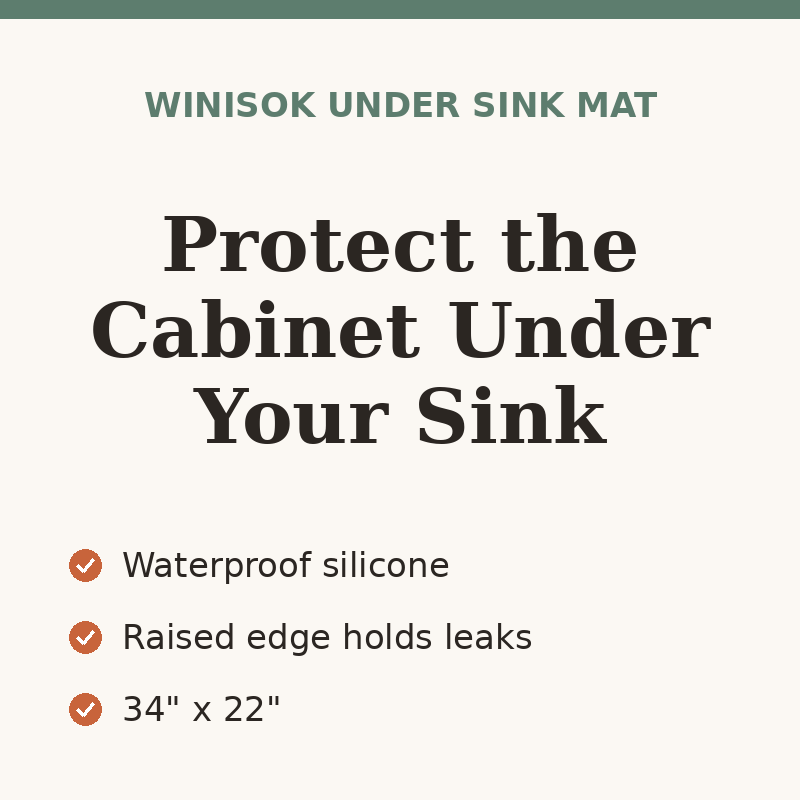 Winisok Waterproof Silicone Under Sink Mat, 34" x 22"