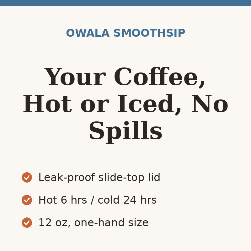 Owala SmoothSip Slider Coffee Tumbler, 12 oz